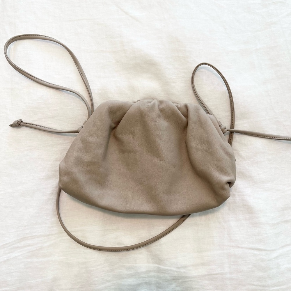 Quince Italian Leather Crossbody Clutch in Taupe